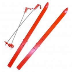 2 Red ski poles